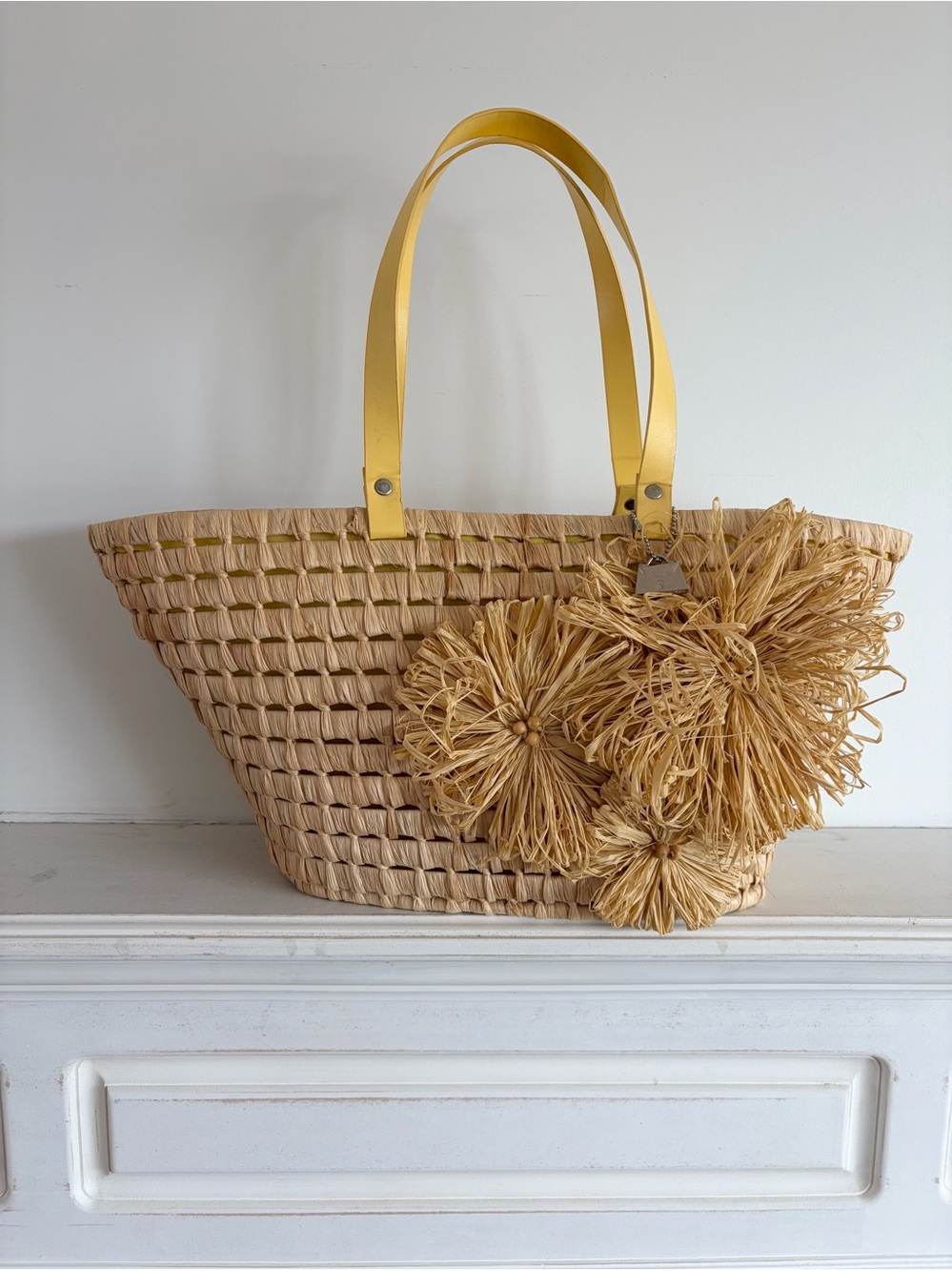 Jeanne Lottie Yellow Straw Tote Bag